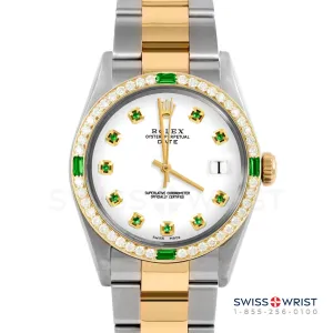 Rolex Date 34mm | 1500-TT-WHT-EMD-AM-4EMD-OYS