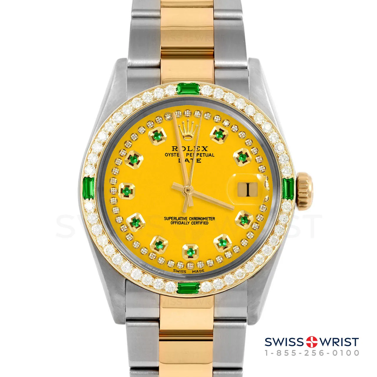 Rolex Date 34mm | 1500-TT-YLW-STRE-4EMD-OYS