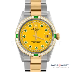 Rolex Date 34mm | 1500-TT-YLW-STRE-4EMD-OYS