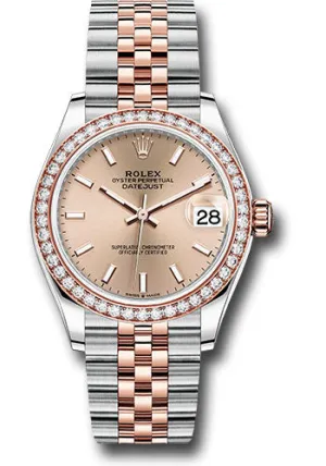 Rolex Steel and Everose Gold Datejust 31 Watch - 46 Diamond Bezel - Rose Index Dial - Jubilee Bracelet - 278381RBR roij