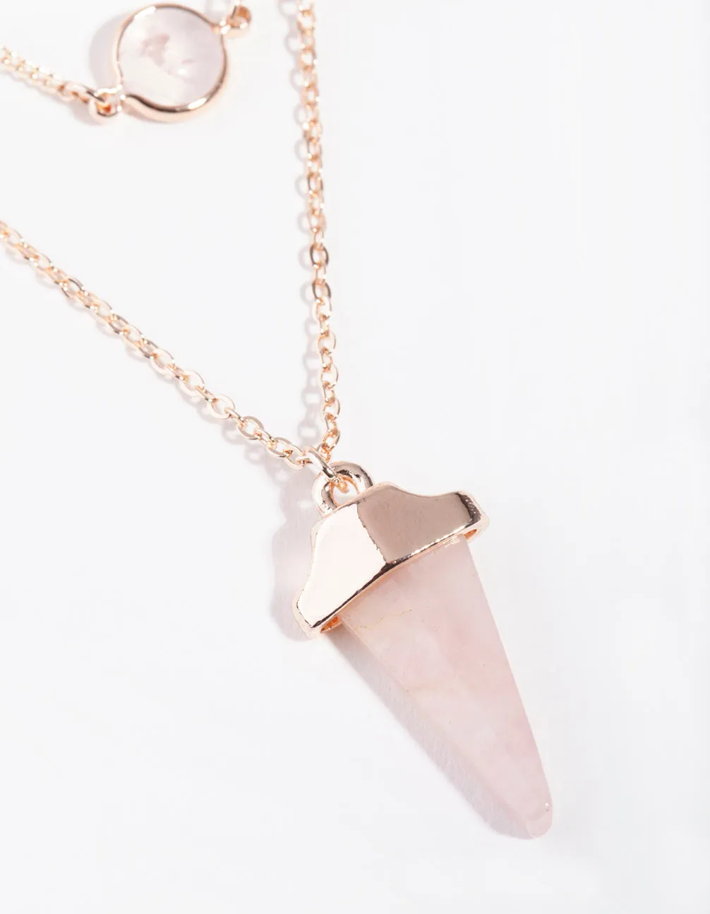 Rose Gold Rose Quartz Layered Pendant Necklace