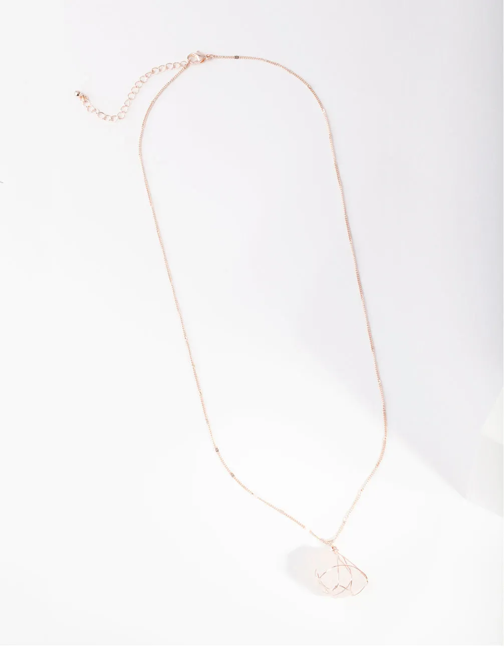 Rose Gold Wire Wrapped Rose Quartz Necklace