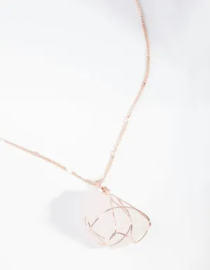 Rose Gold Wire Wrapped Rose Quartz Necklace