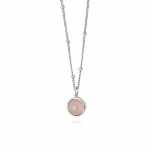 Rose Quartz Healing Stone Silver Necklace HN1005_SLV