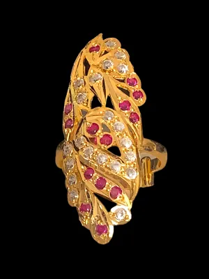 Ruby zircon gold plated silver ring ( READY TO SHIP)