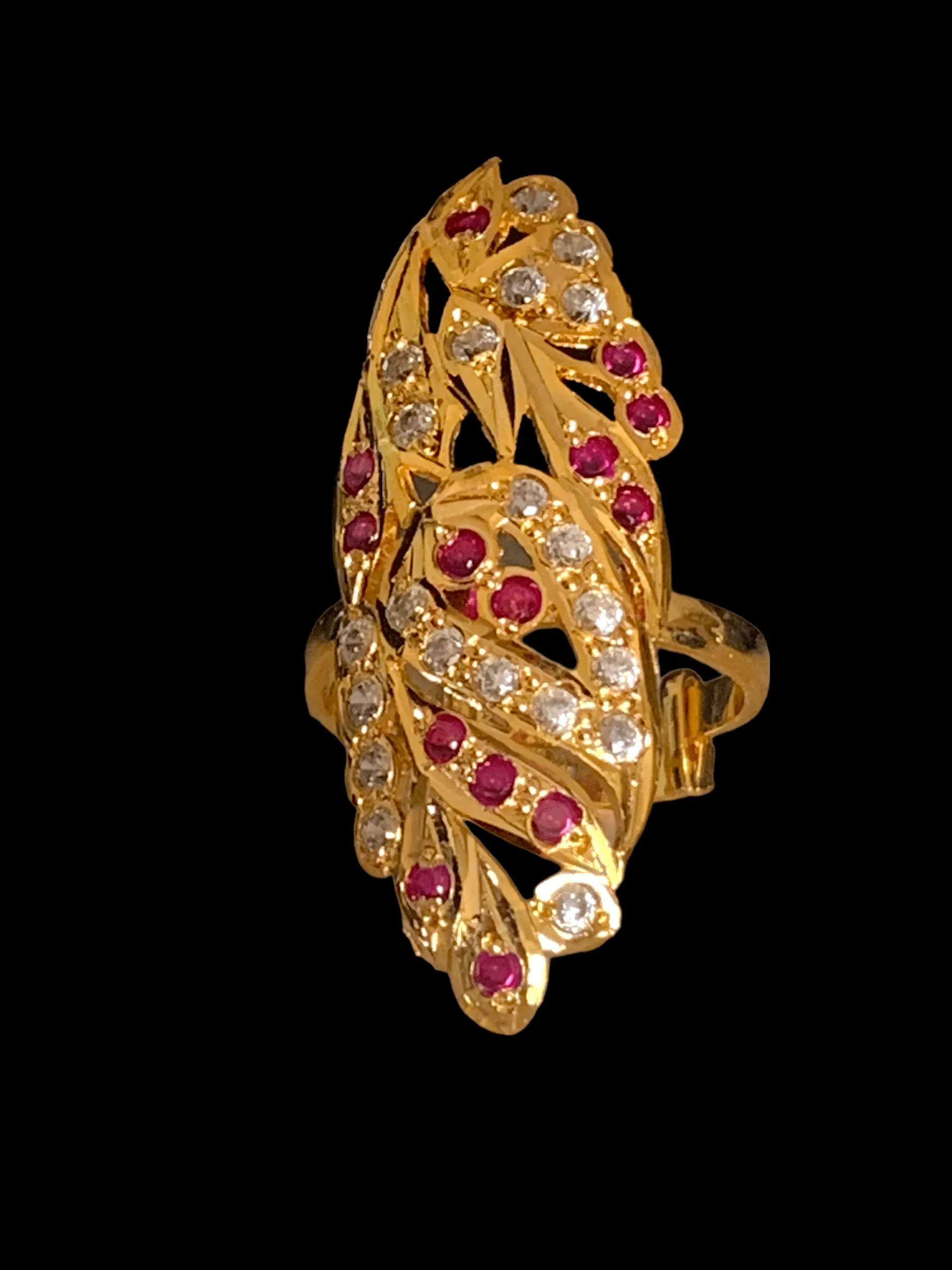 Ruby zircon gold plated silver ring ( READY TO SHIP)