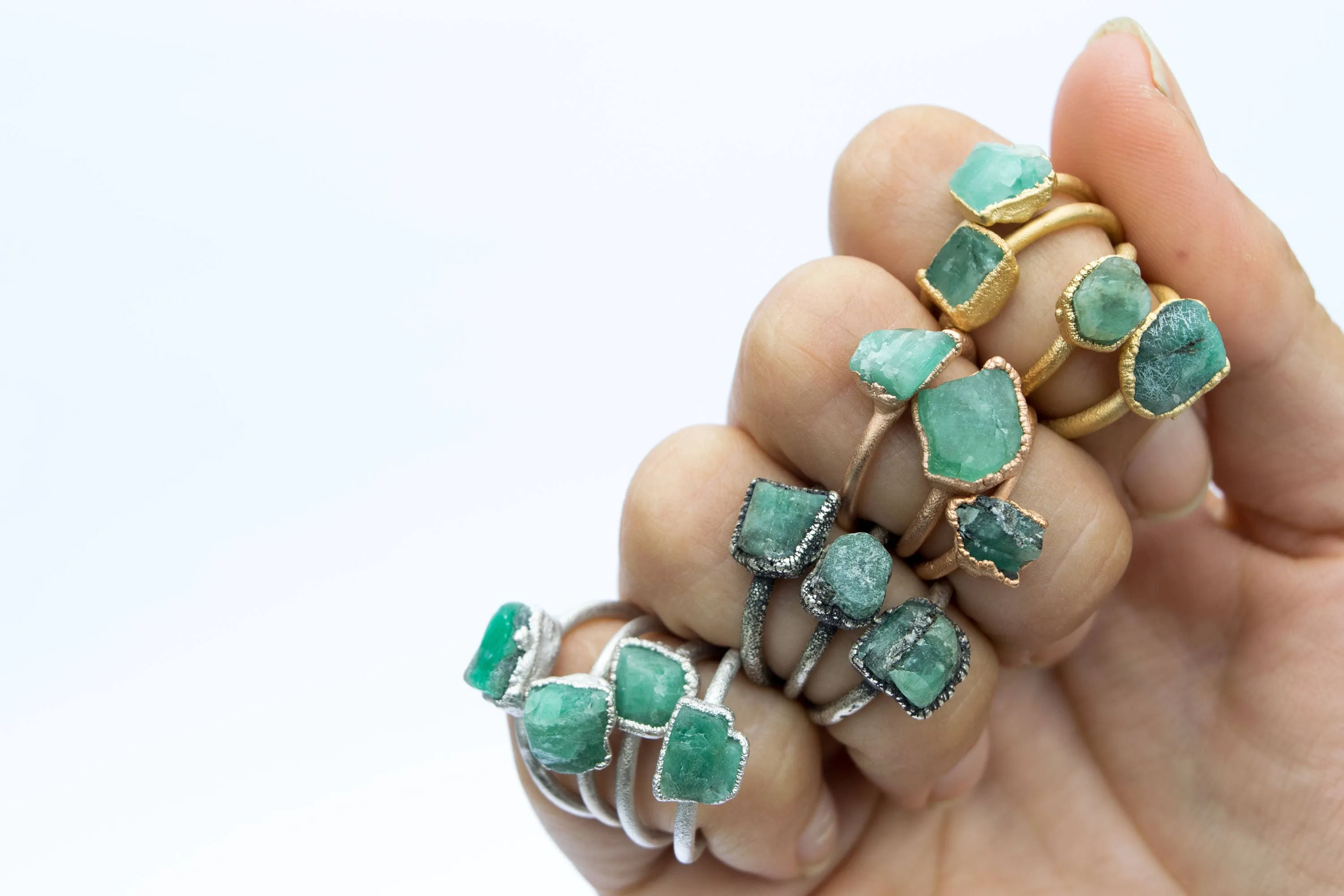 SALE Rough emerald ring | Raw Emerald birthstone ring