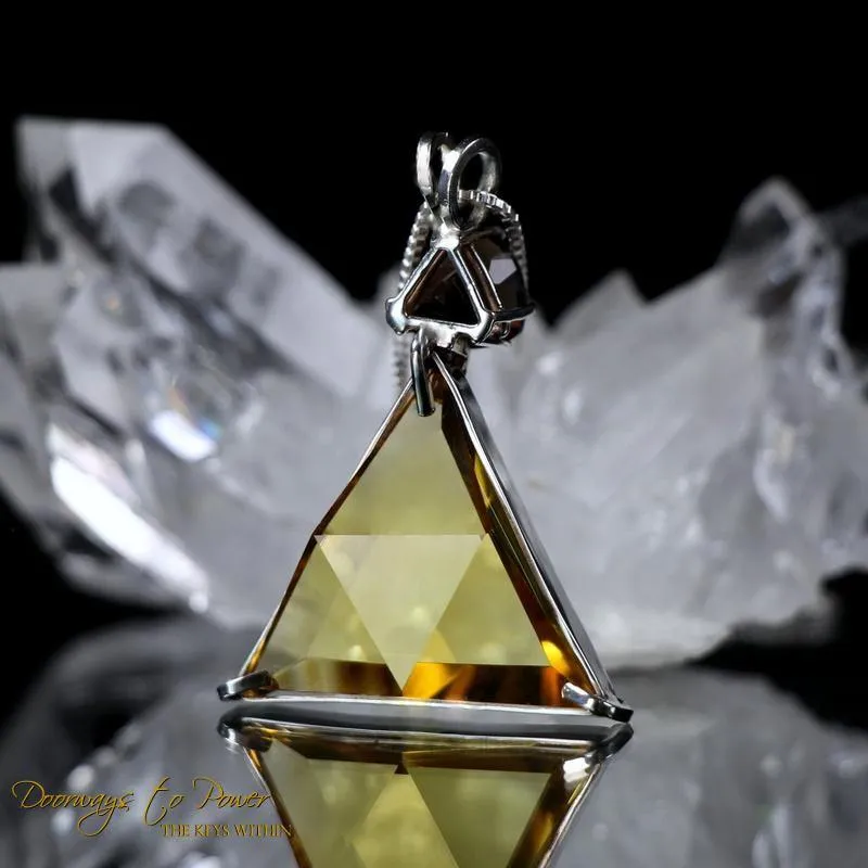 Siberian Gold Quartz Star of David Pendant with Smoky Quartz