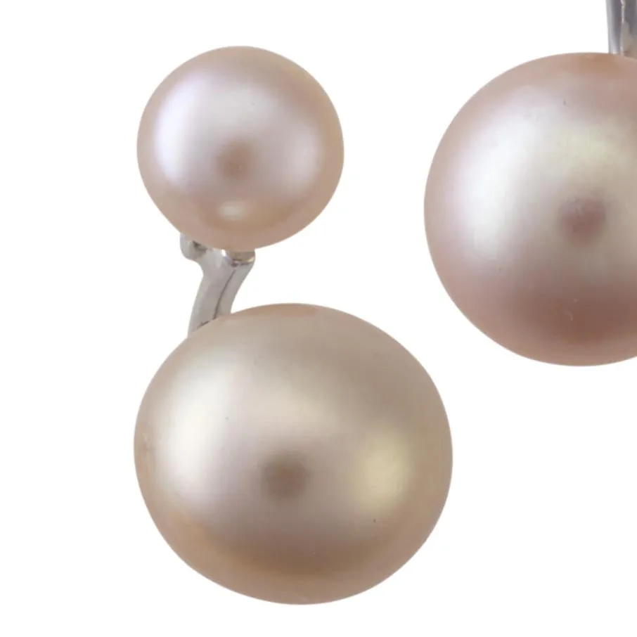 Signature double stud pearl earrings