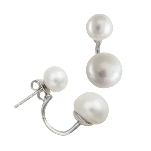 Signature double stud pearl earrings