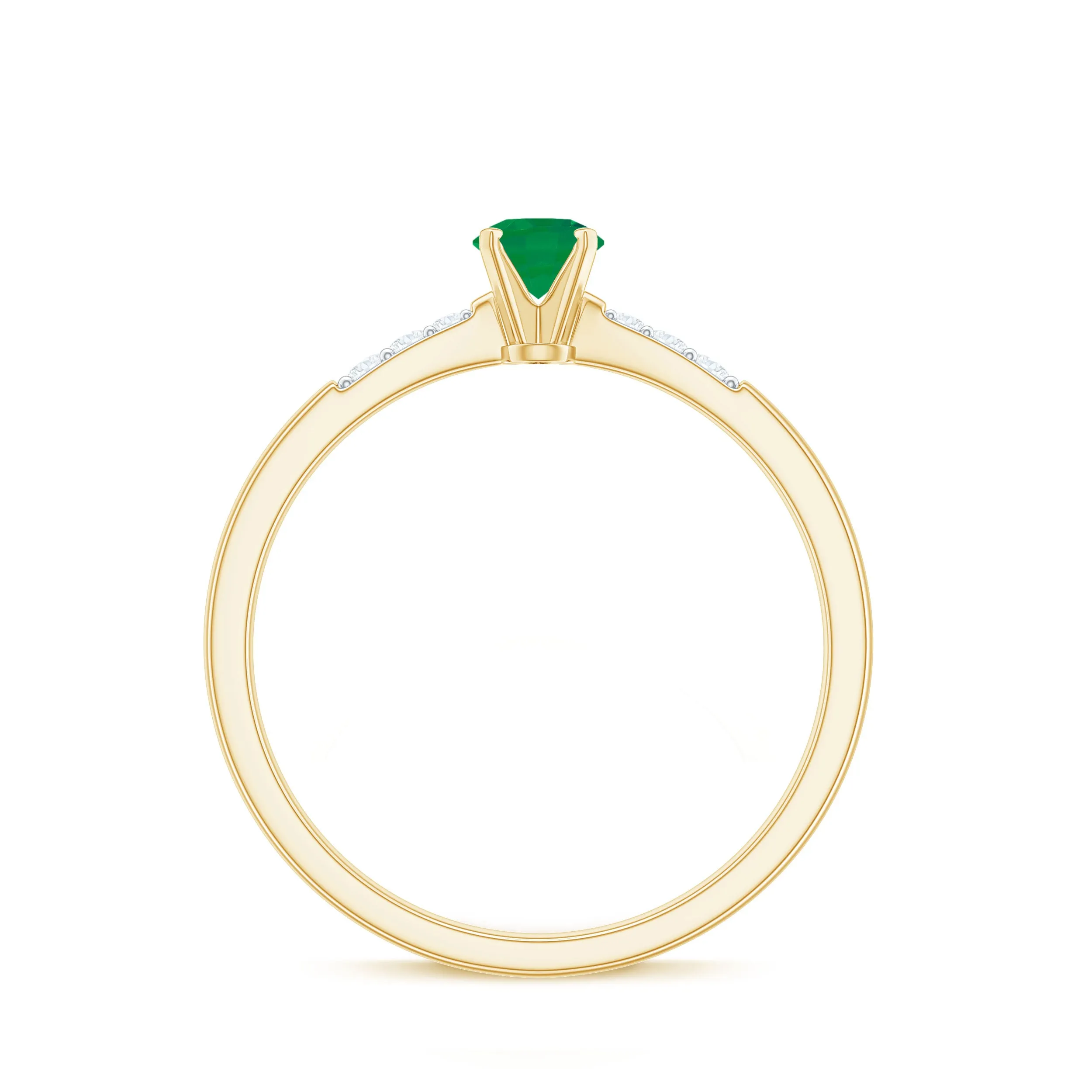 Simple Emerald Solitaire Ring with Diamond Side Stones