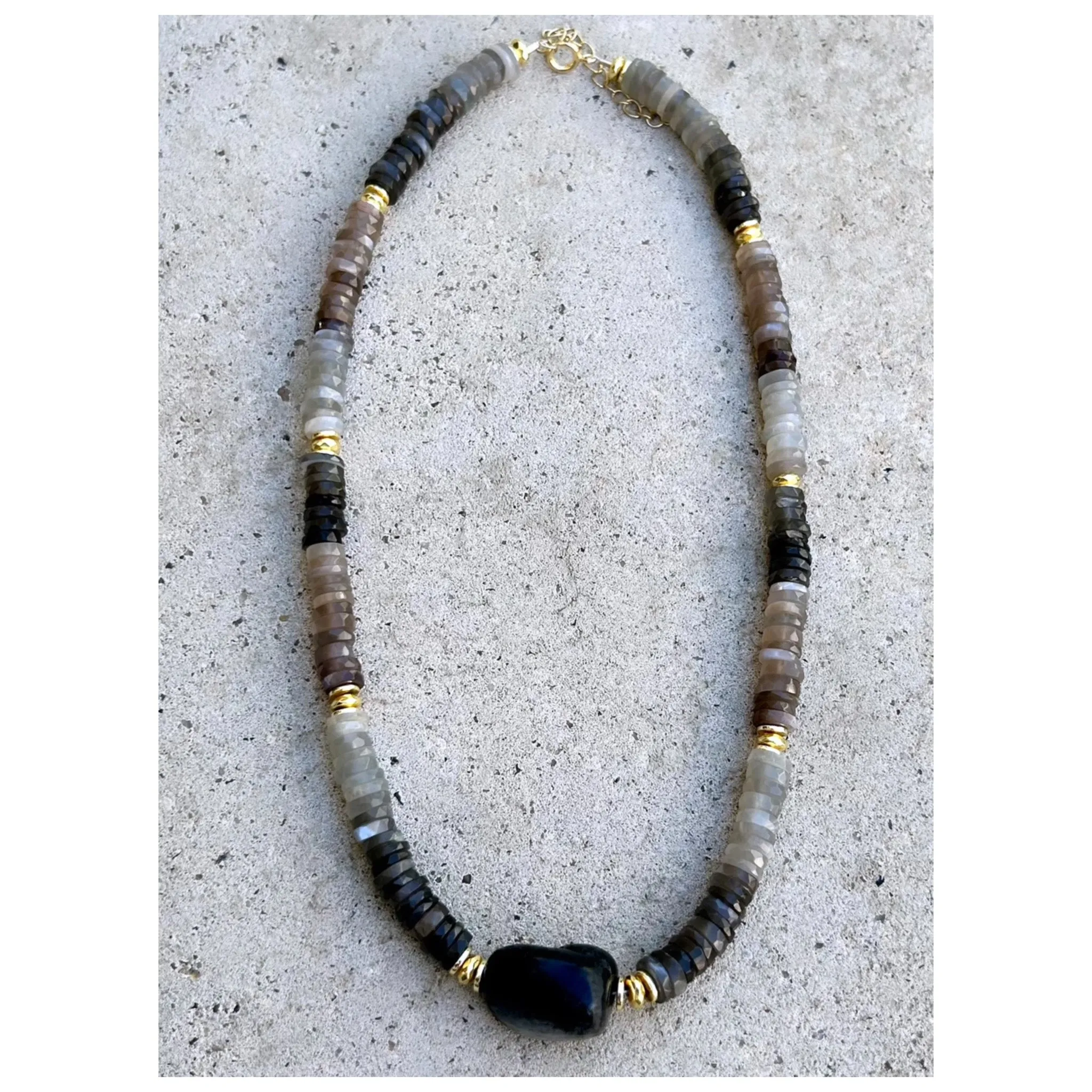 Sinay Dark Labradorite Beaded Necklace