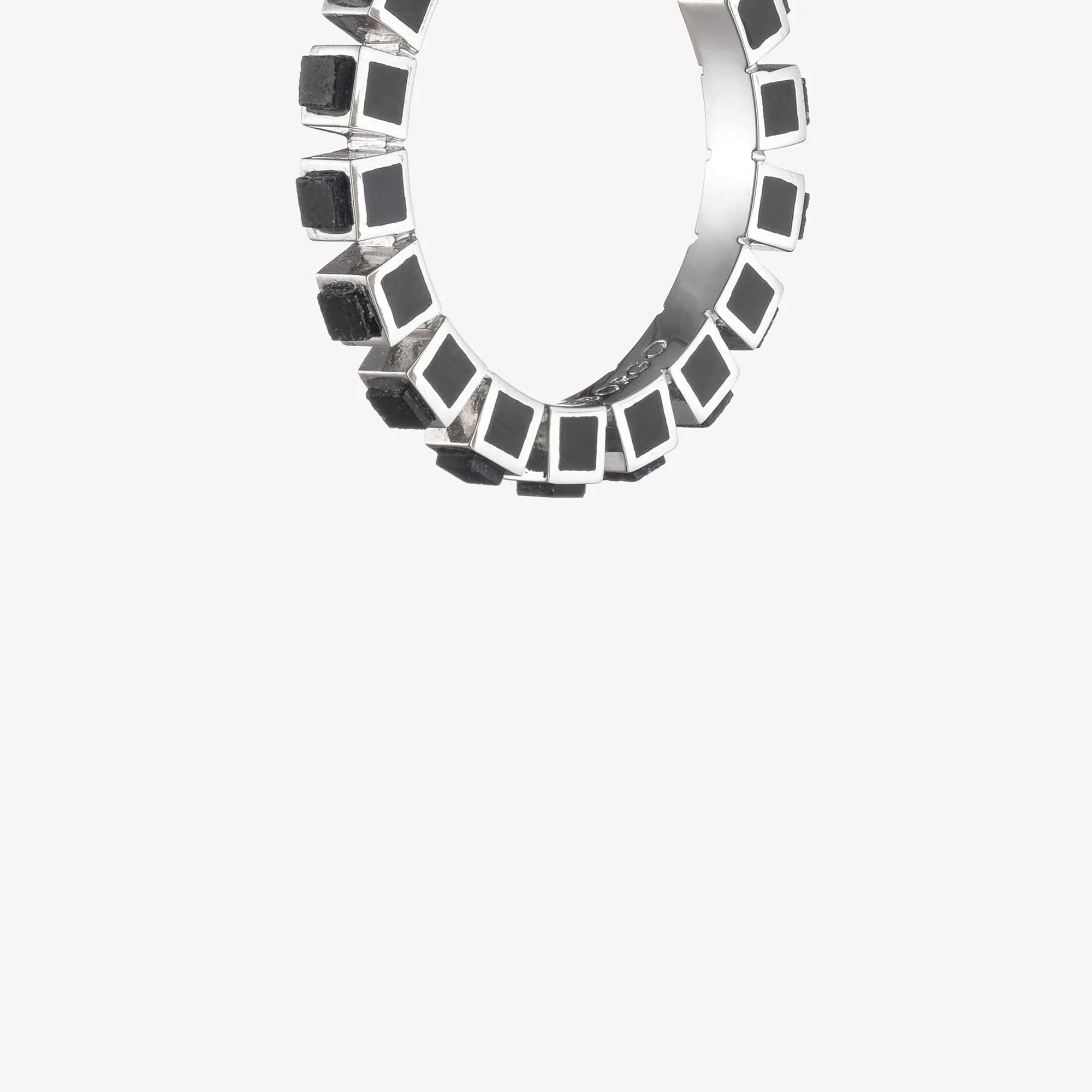 SMALL INLAID CUBE HOOPS - ONYX