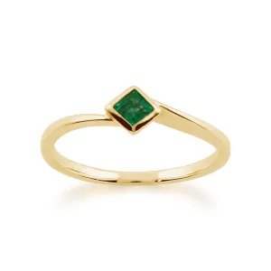 Smaragd Ring, 9 Karat Gelbgold 0.16ct CT SMARAGD Quadrat Ring