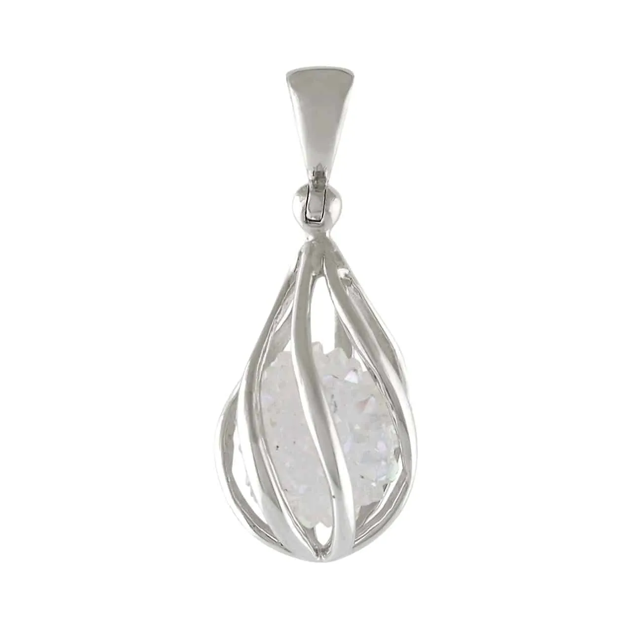 Spirit Quartz Sphere Spiral Pendant in Sterling Silver