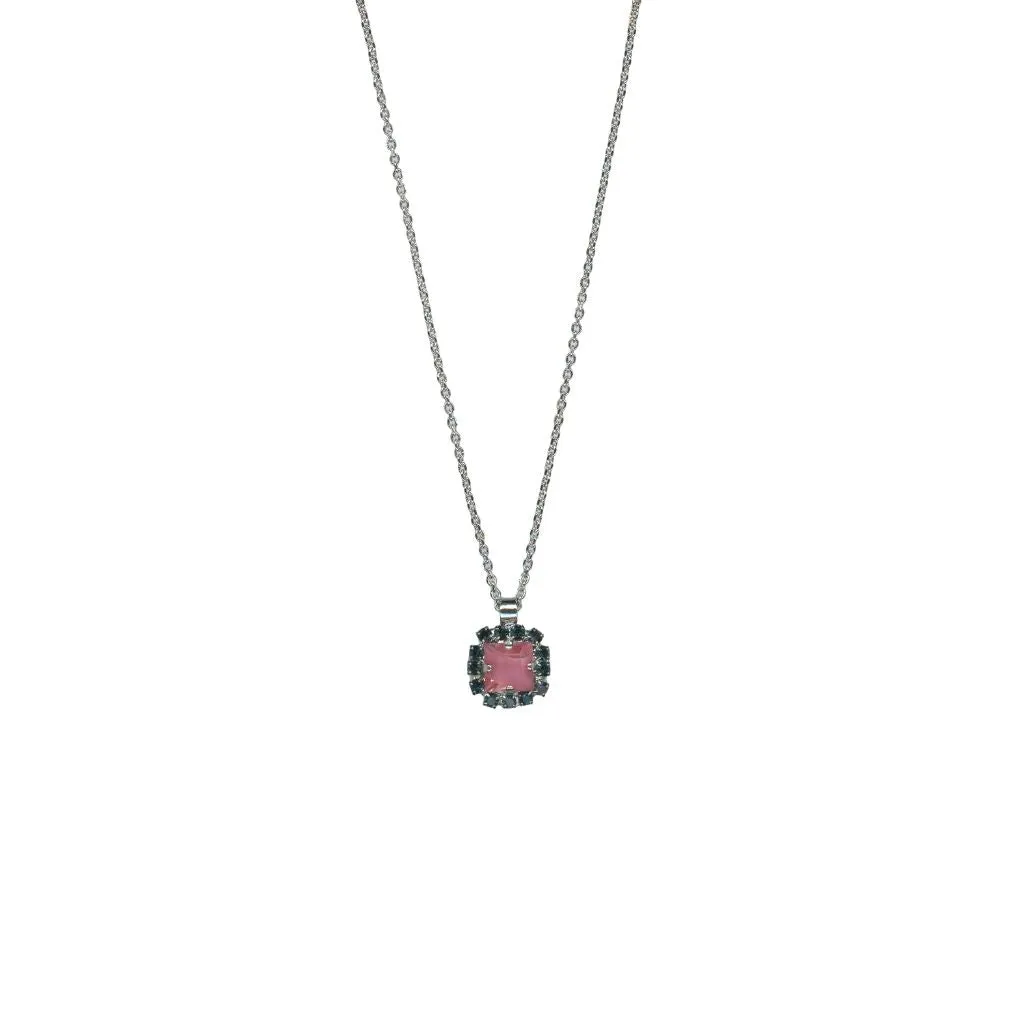 Square Halo Pendant in "Harvest Moon" - Rhodium