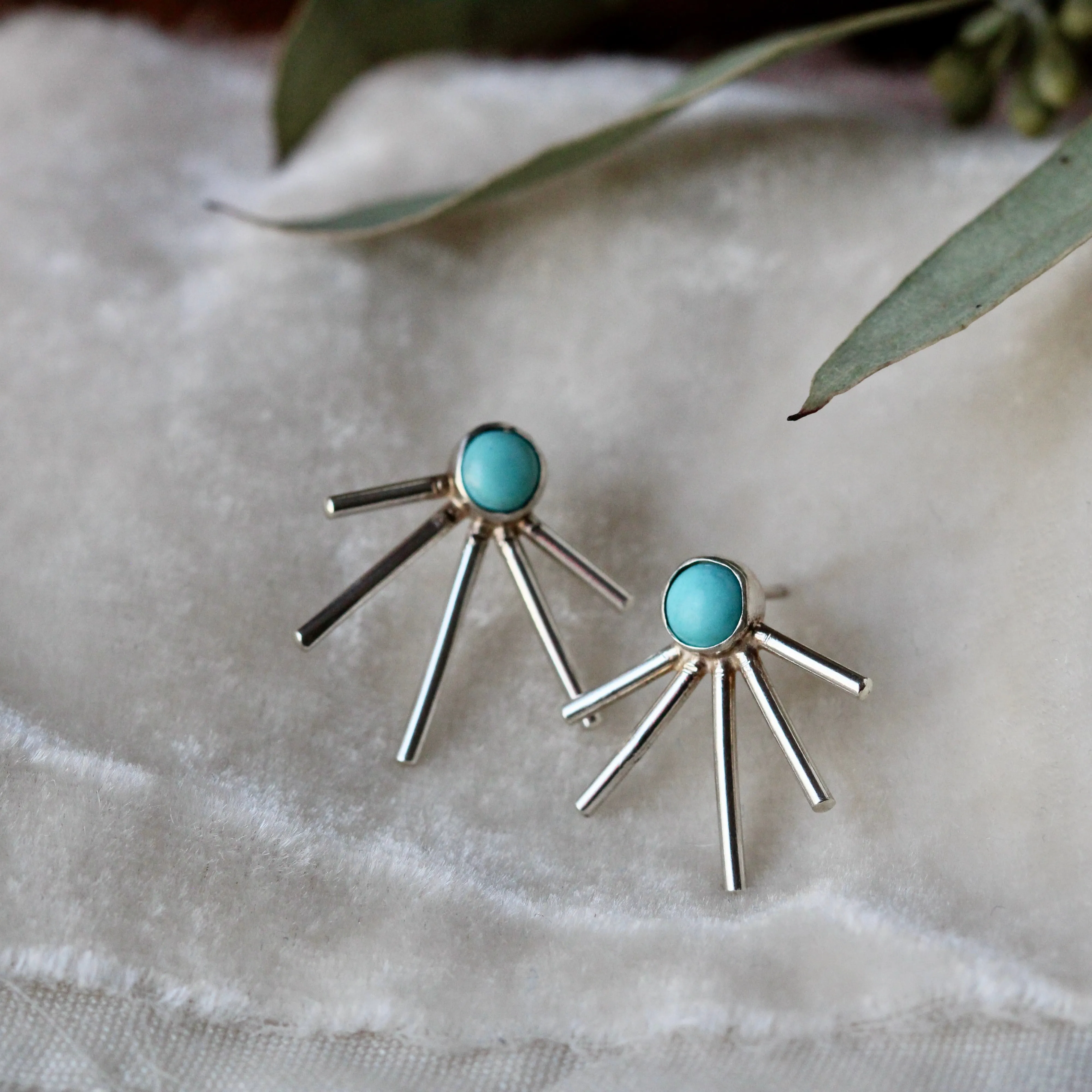 Starburst earrings Turquoise and sterling silver