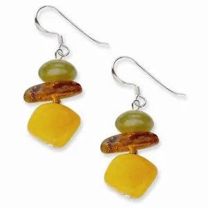 Sterling Silver Amber Dangle Earrings