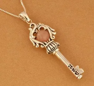 Sterling silver necklace key pendant Key Soul for good wishes