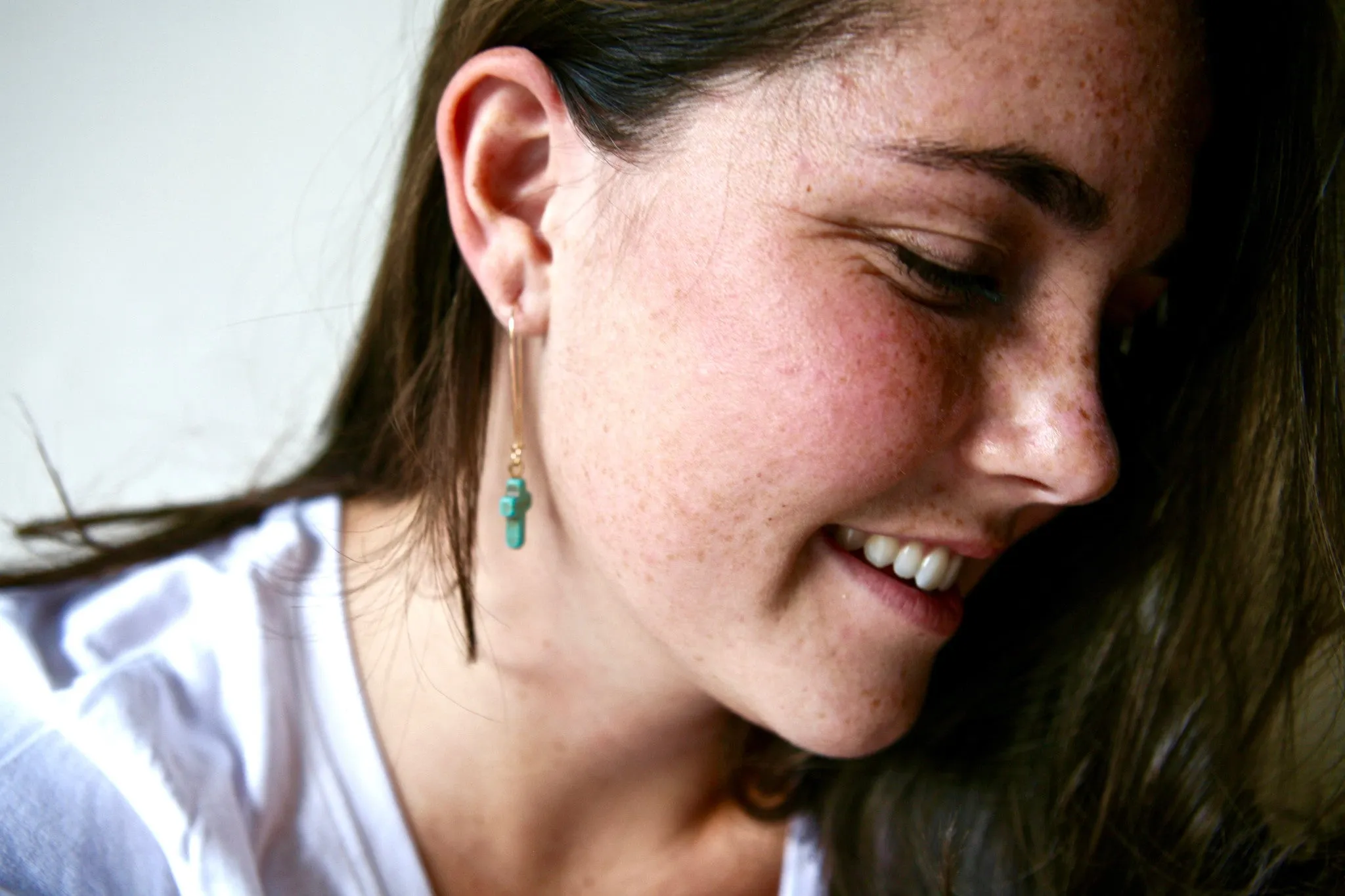 Stone Cross Turquoise Earrings