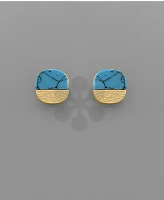 Stone Square Stud Turquoise