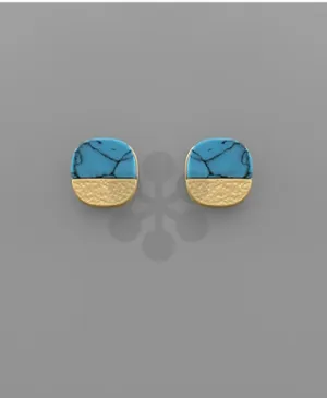 Stone Square Stud Turquoise