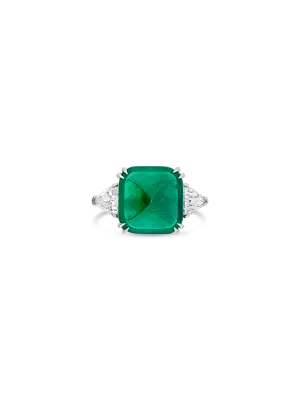 Sugarloaf Emerald & Diamond Ring