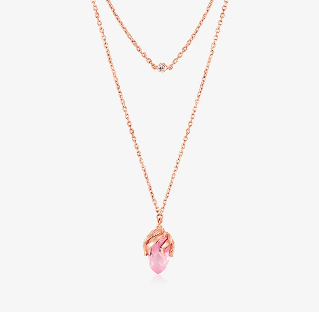 THIALH - DATURA • ASTRA - 18K Rose Gold Pink Quartz and Diamond Necklace