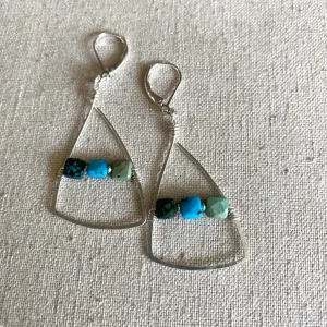 Three Square Turquoise Earrings