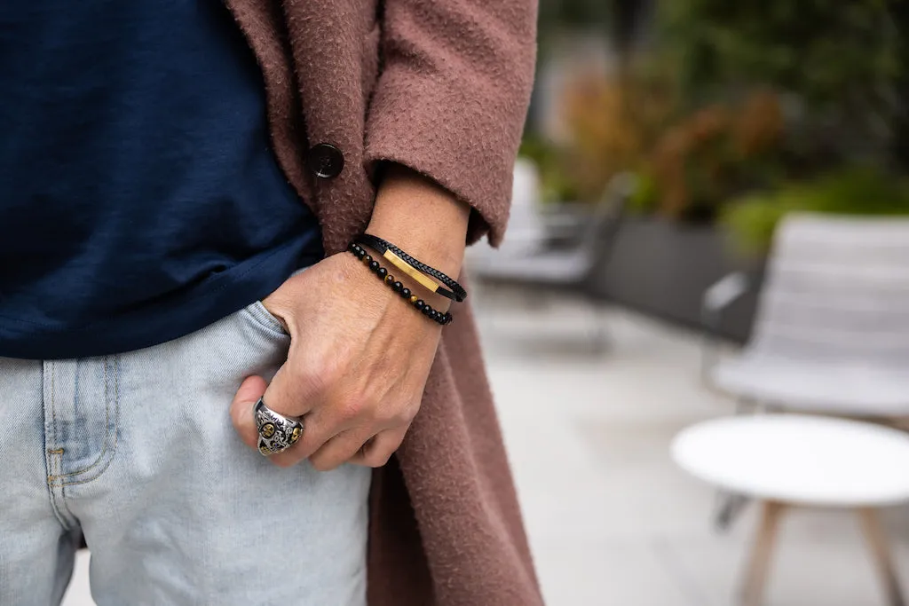 Tigers Eye Natural Gemstone Triple Stack Bracelet