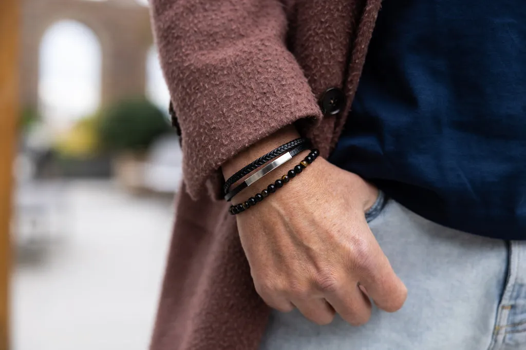 Tigers Eye Natural Gemstone Triple Stack Bracelet