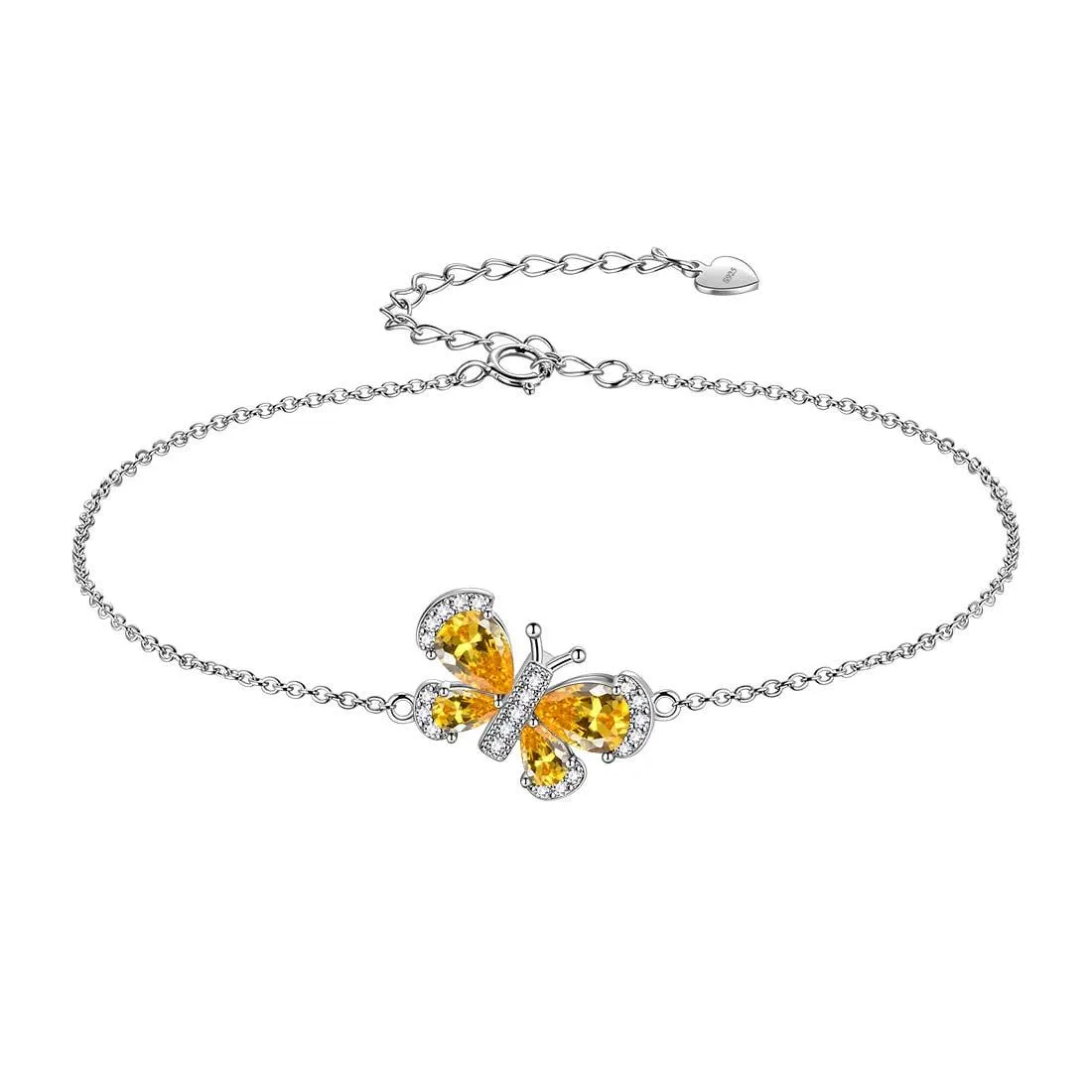 Tokyo Mart Butterfly Bracelet Birthstone November Citrine Crystal Women Girls Jewelry Birthday Gift