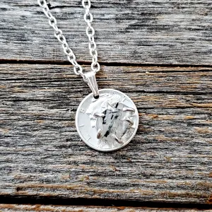 Tourmalinated Quartz Mercury Dime Necklace