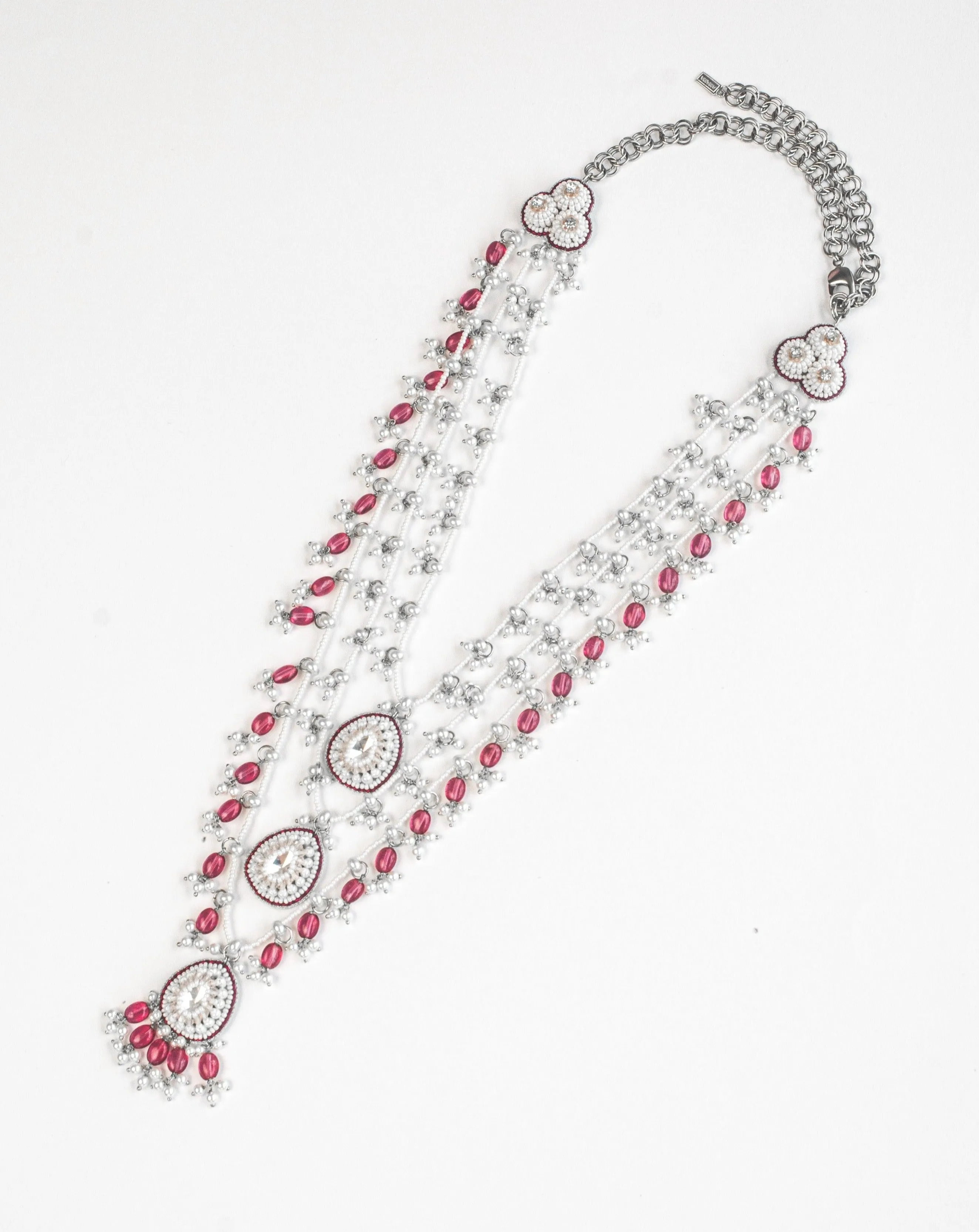 Trellis Layered Necklace in Pink Quartz