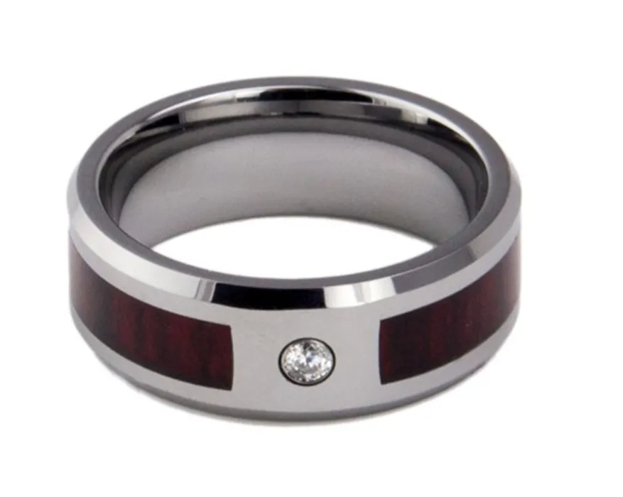 Tungsten gold zircon diamond ring