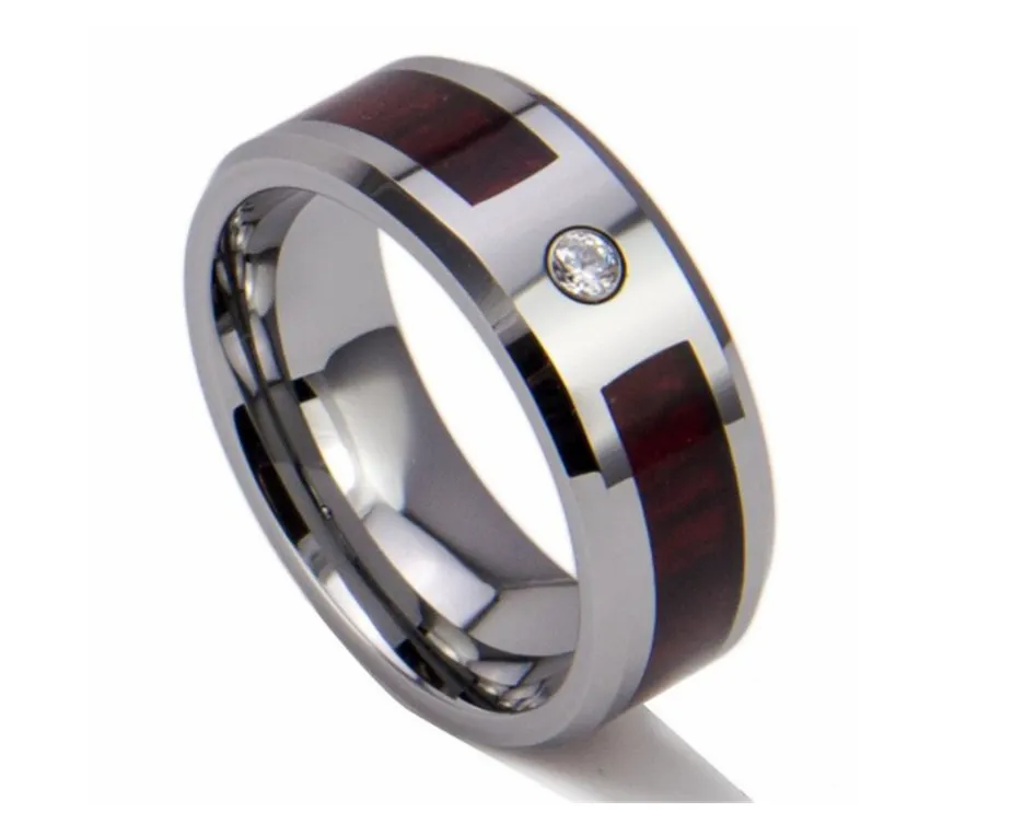 Tungsten gold zircon diamond ring