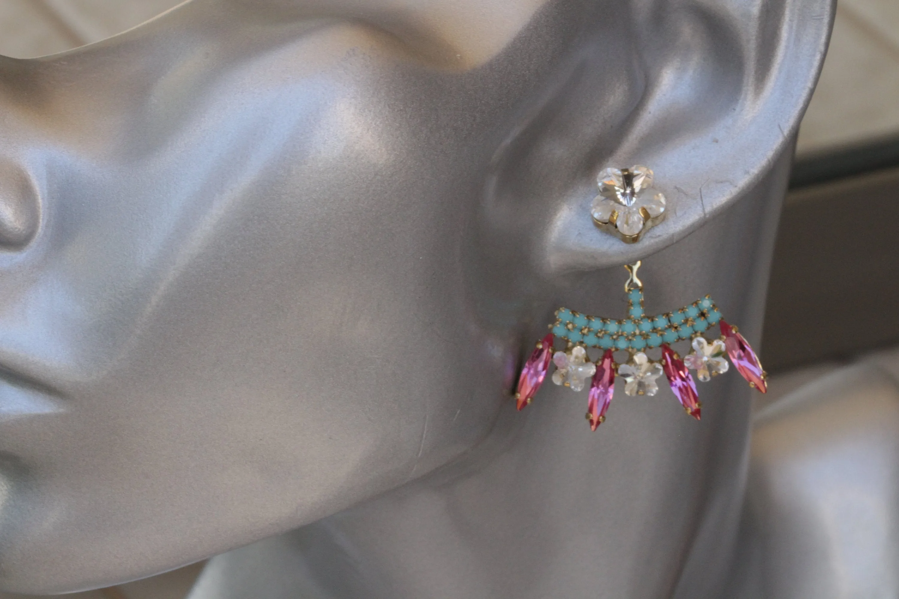 TURQUOISE And Fuchsia EAR JACKET