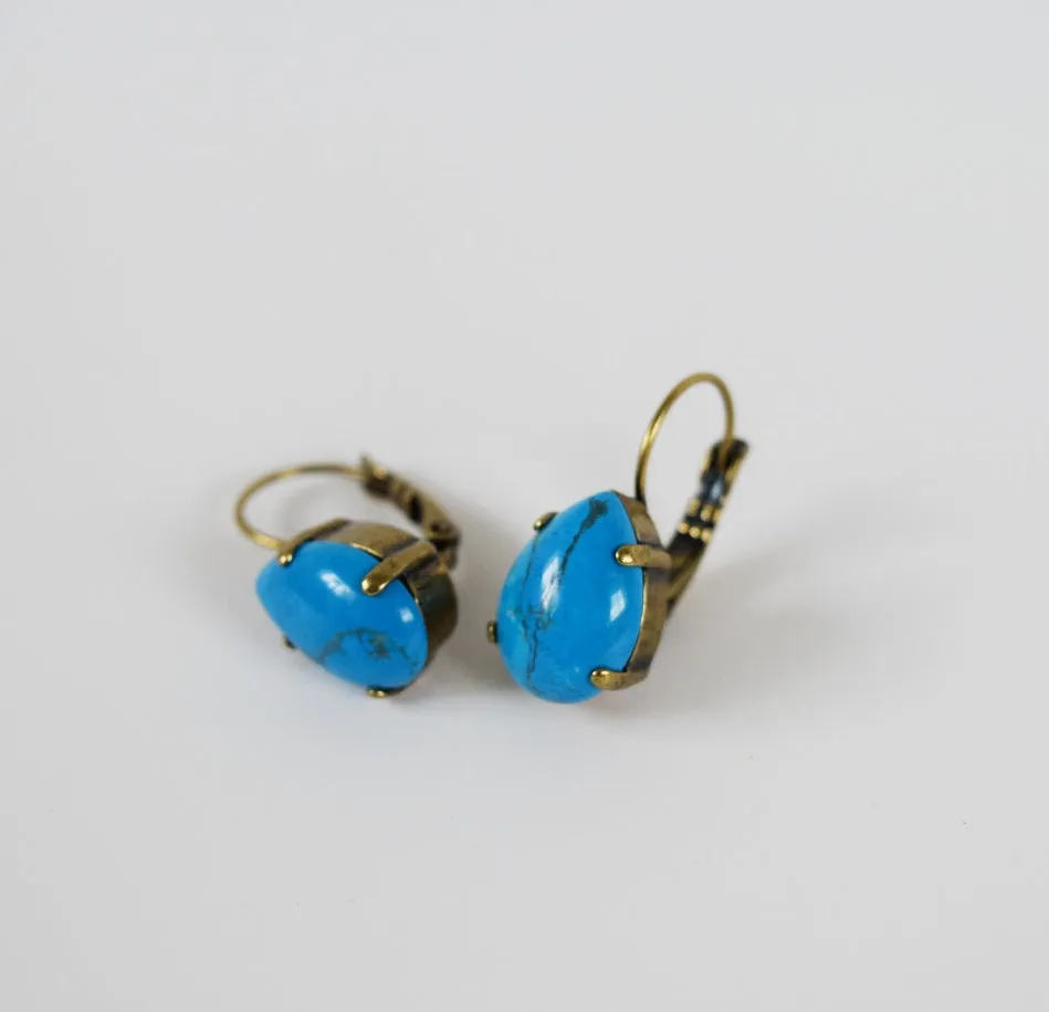 Turquoise Blue Earrings - Medium Teardrop