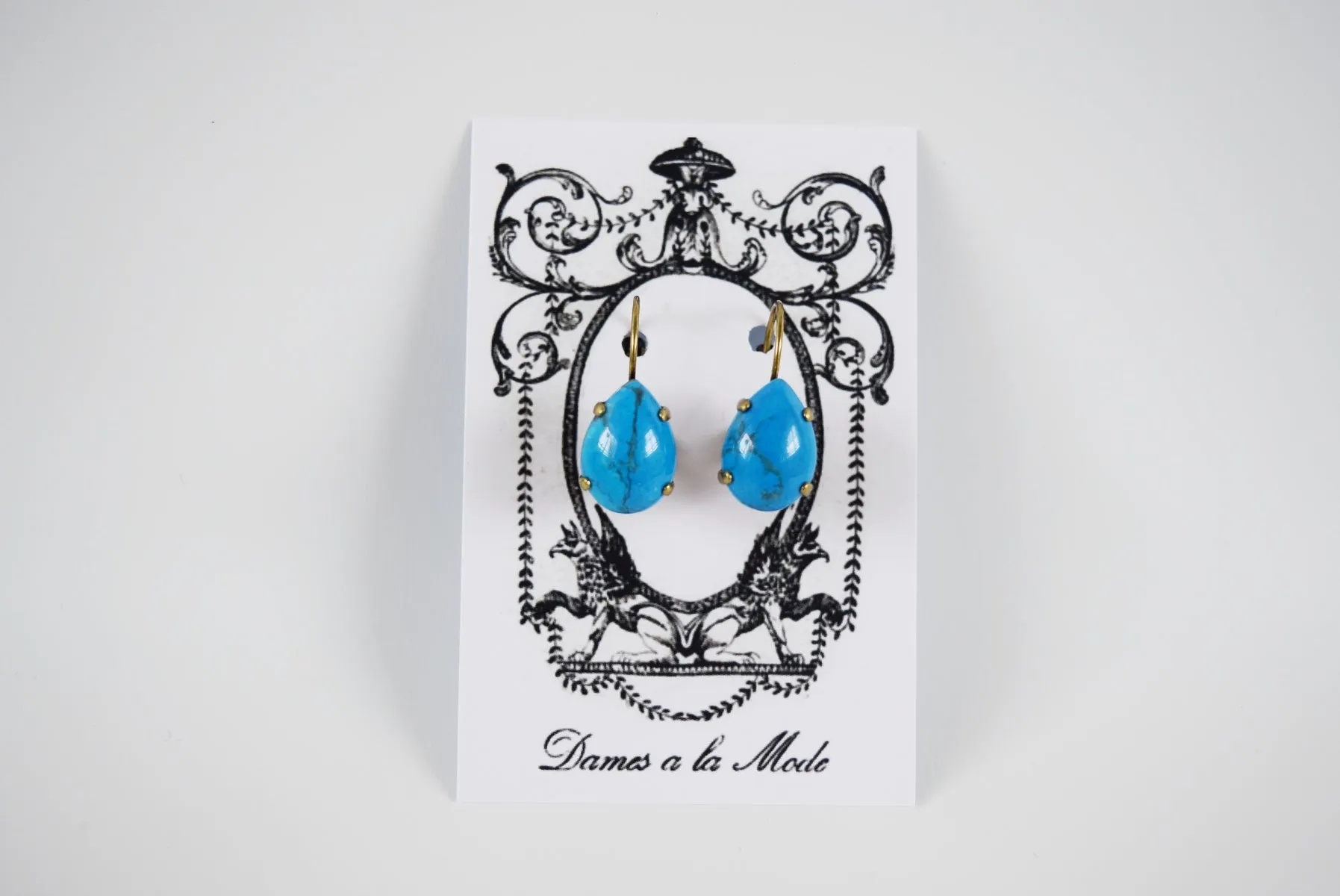 Turquoise Blue Earrings - Medium Teardrop