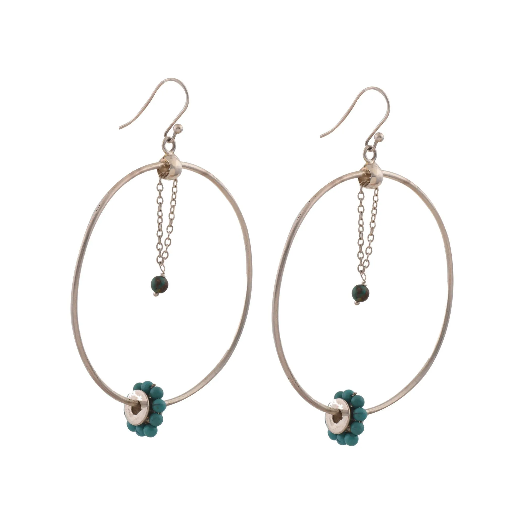 Turquoise Dangle and Drop Hoops