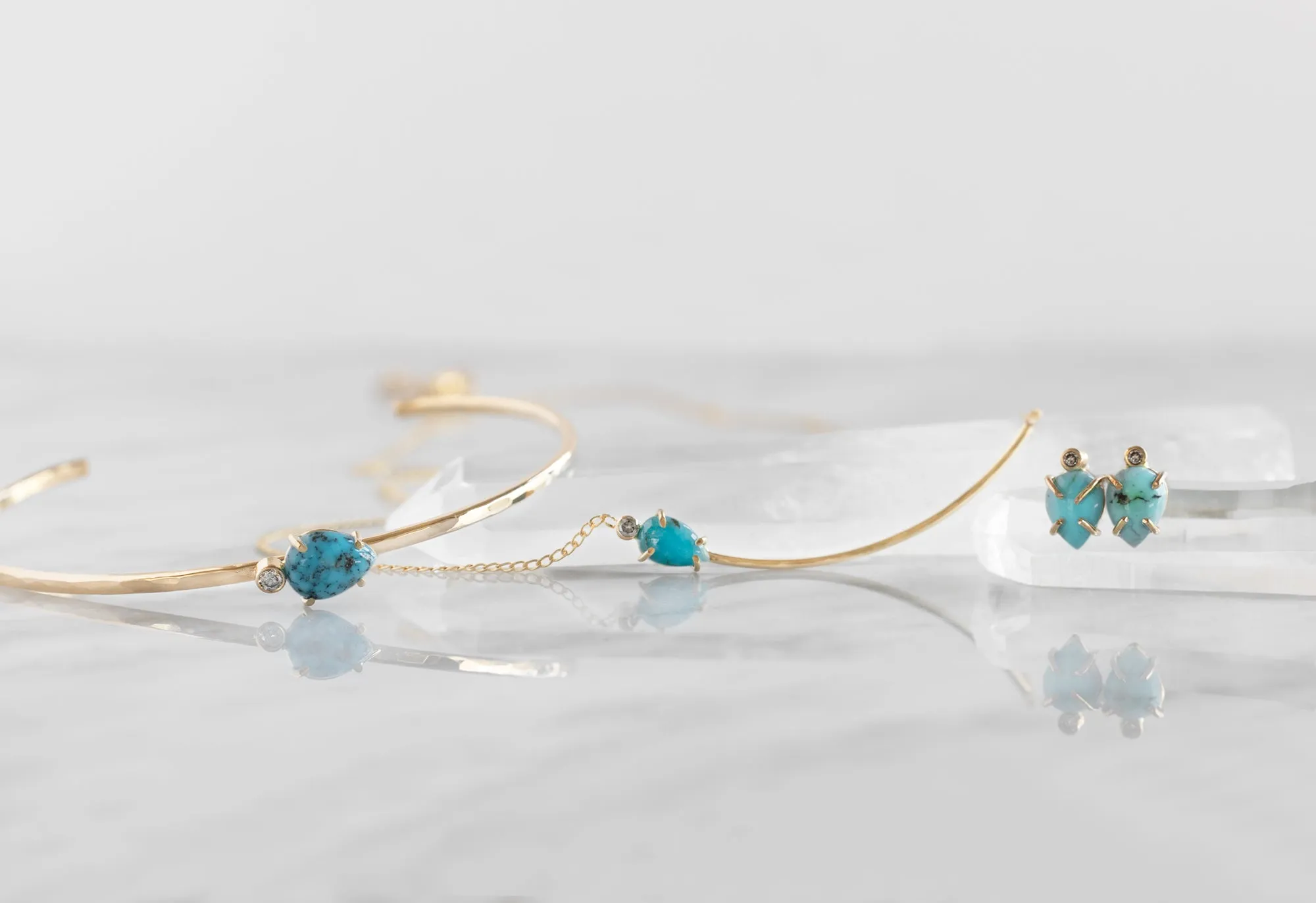 Turquoise   Diamond Stud Earrings