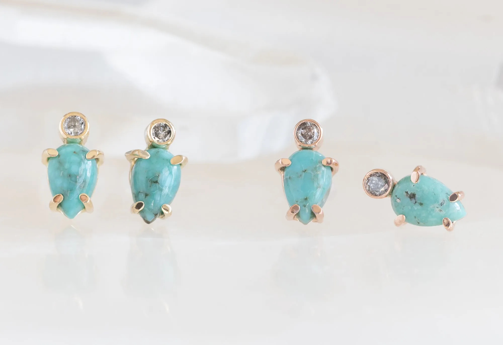 Turquoise   Diamond Stud Earrings