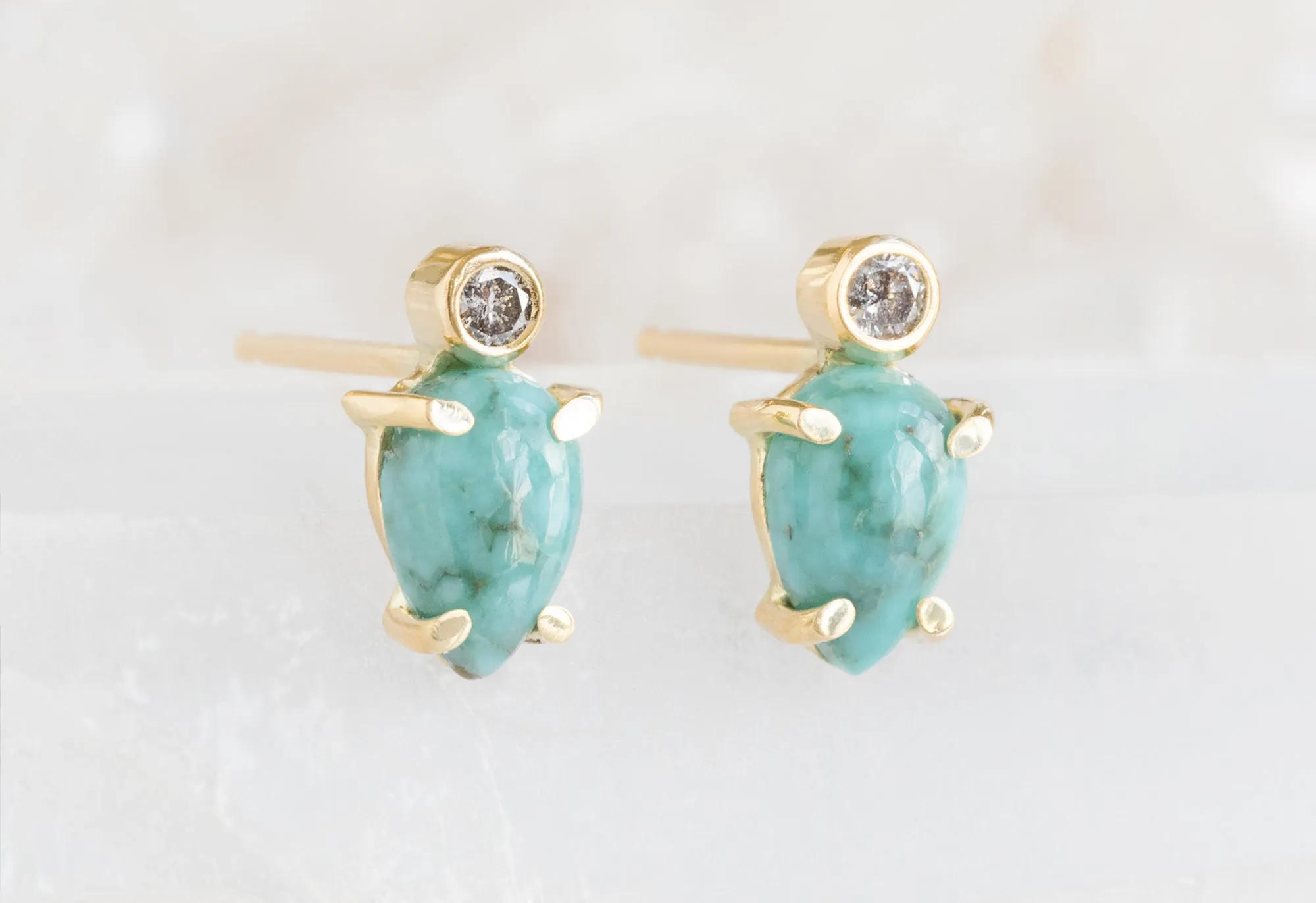 Turquoise   Diamond Stud Earrings