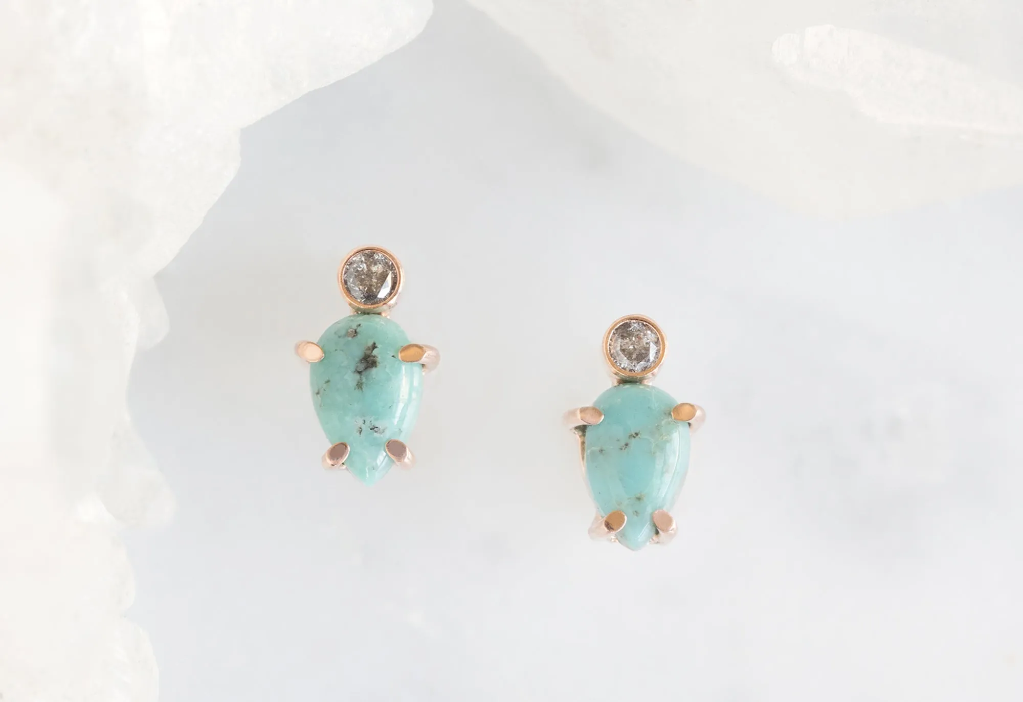 Turquoise   Diamond Stud Earrings