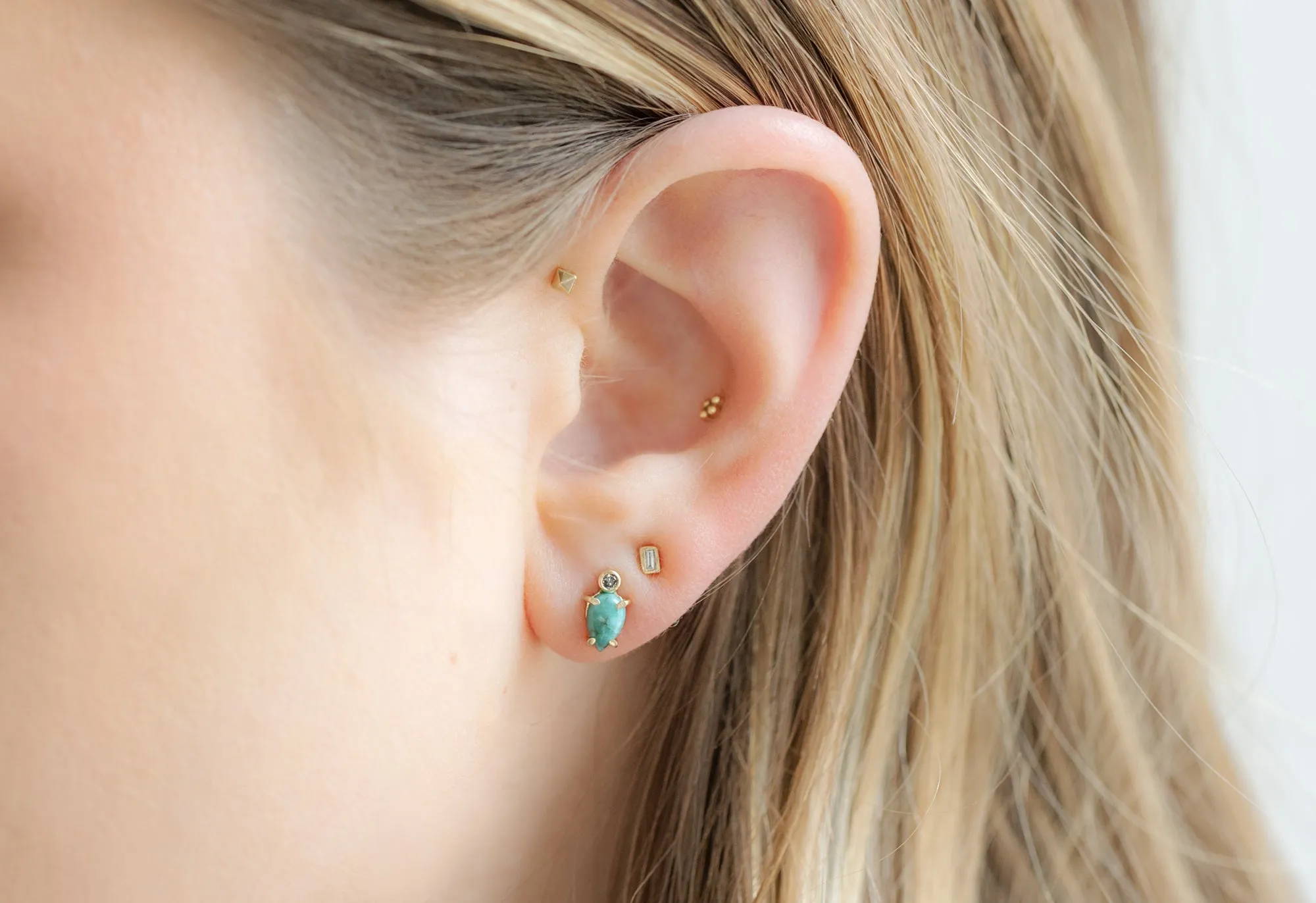 Turquoise   Diamond Stud Earrings