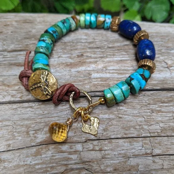 Turquoise, Lapis Lazuli, and Citrine Bracelet