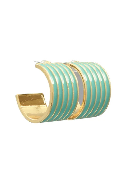 Turquoise Striped Hoops