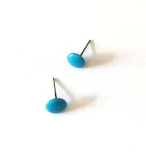 Turquoise Vintage Lucite Small Disc Stud Earrings