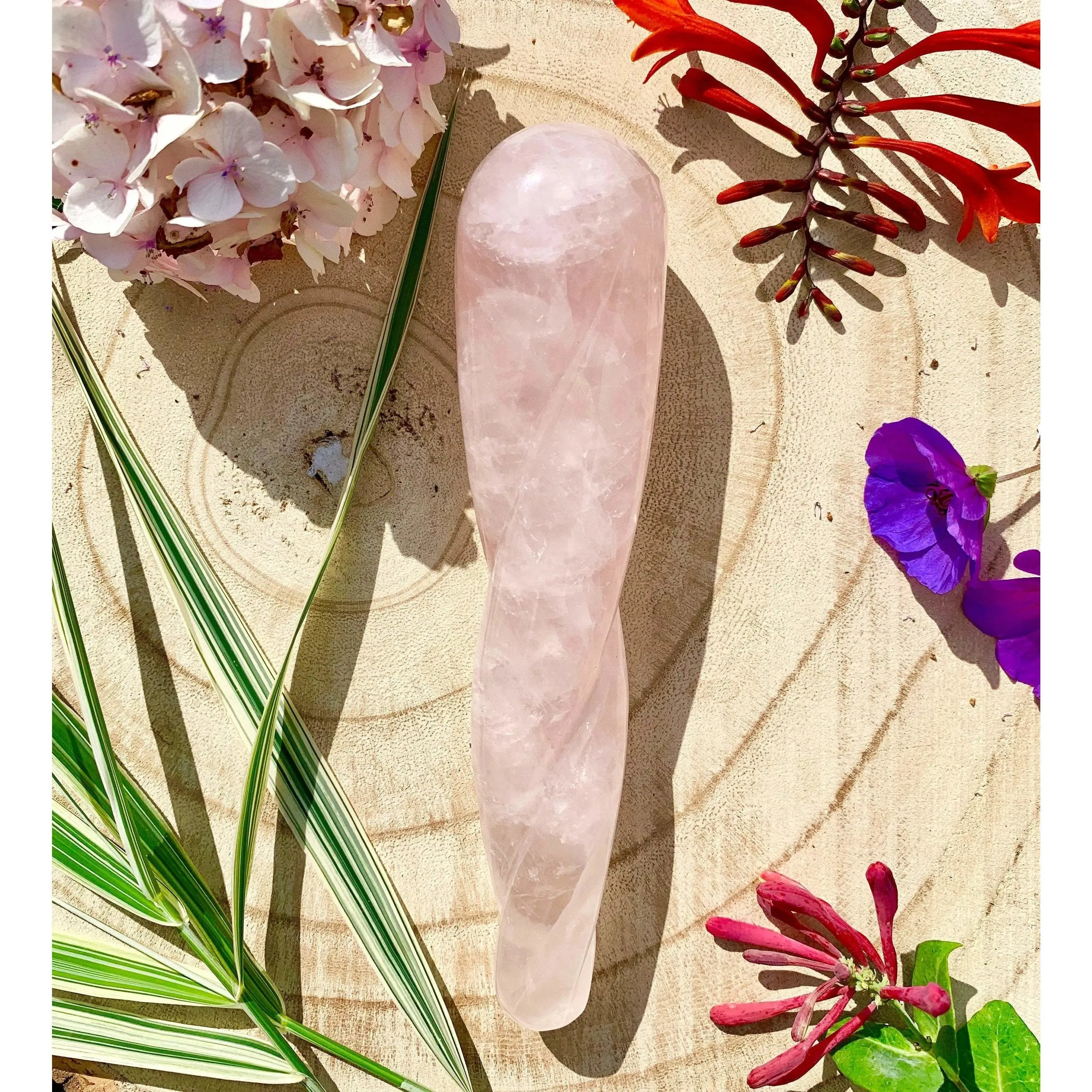 Twisted Rose Quartz Yoni Wand