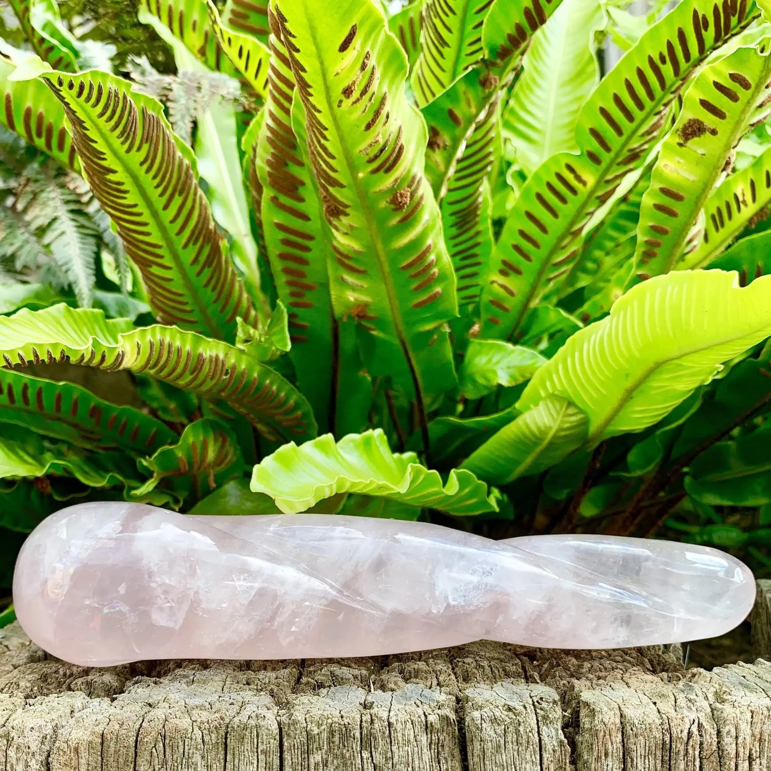 Twisted Rose Quartz Yoni Wand